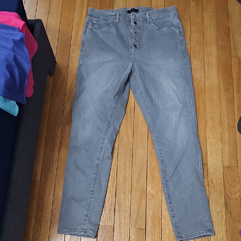 Gray High-Waisted Button-Fly Women's Jeans